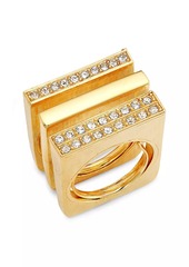 Kenneth Jay Lane 3-piece 22K Gold-Plated & Glass Crystal Ring Set