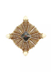 Kenneth Jay Lane Antique Goldplated, Crystal & Faux-Pearl Brooch