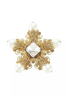 Kenneth Jay Lane Antique Goldplated, Faux Pearl & Crystal Filigree Flower Pin