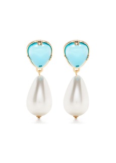 Kenneth Jay Lane Aqua pearl drop earrings