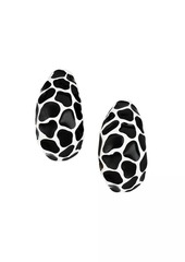 Kenneth Jay Lane Black & White Enamel Leopard Clip-On Half-Hoop Clip-On Earrings