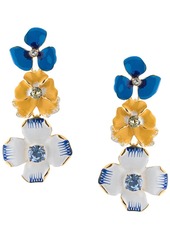 Kenneth Jay Lane enamel flower drop earrings