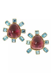 Kenneth Jay Lane Gold-Plated, Resin Cabochon & Glass Clip-On Earrings