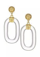 Kenneth Jay Lane Goldplated & Clear Resin Oval Drop-Hoop Earrings