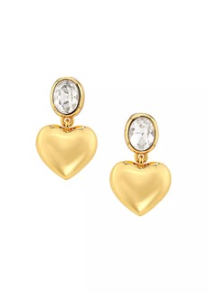 Kenneth Jay Lane Goldtone & Crystal Heart Drop Earrings