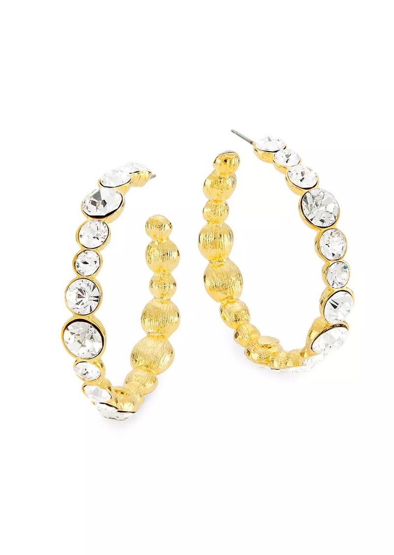 Kenneth Jay Lane Goldtone & Crystal Hoop Earrings