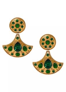Kenneth Jay Lane Goldtone & Faux Emerald Clip-On Drop Earrings