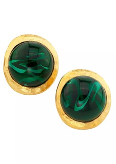 Kenneth Jay Lane Goldtone & Glass Cabochon Button Earrings