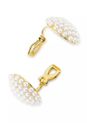 Kenneth Jay Lane Goldtone & Imitation Pearl Button Clip-On Earrings