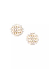 Kenneth Jay Lane Goldtone & Imitation Pearl Button Clip-On Earrings