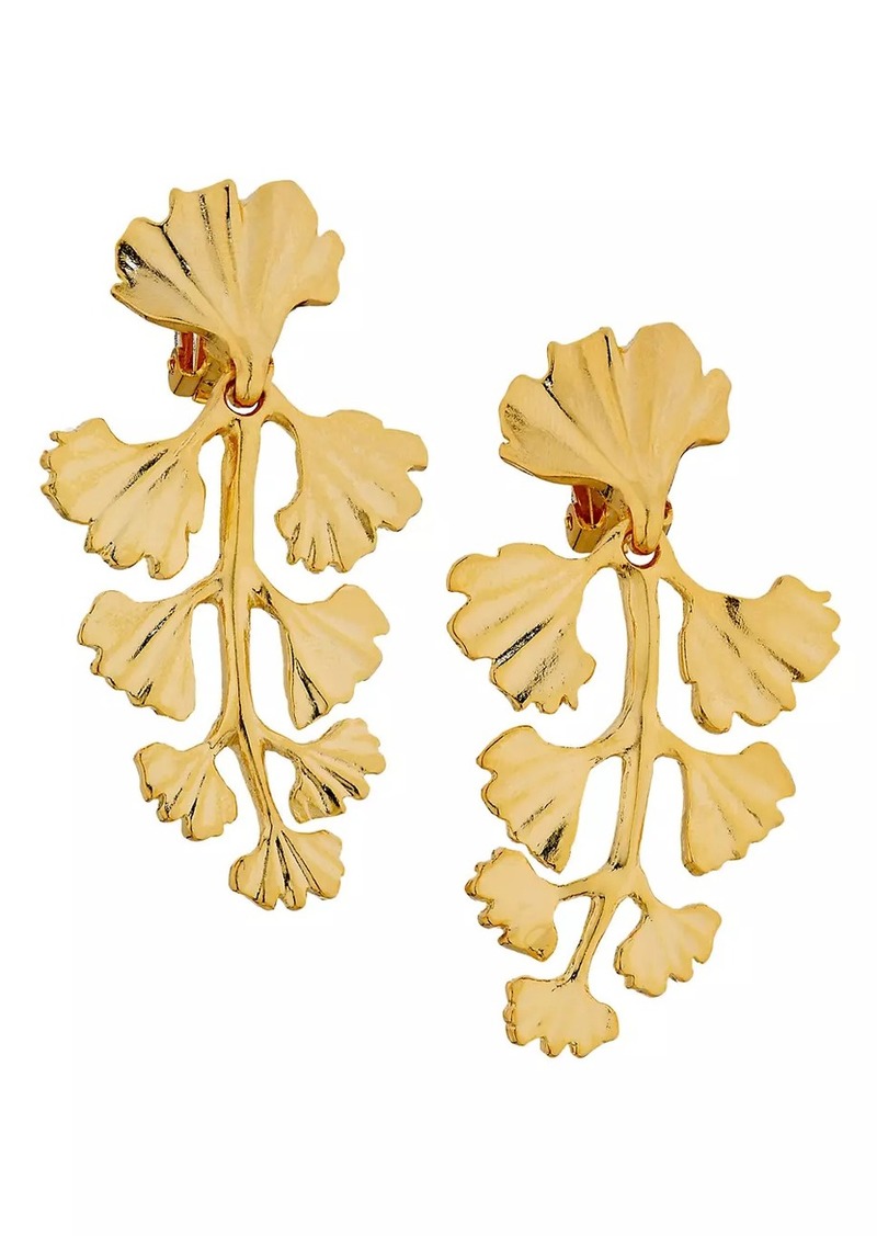 Kenneth Jay Lane Goldtone Clip-On Leaf Earrings