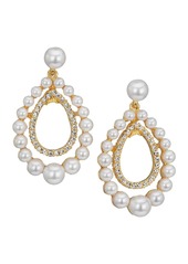 Kenneth Jay Lane Goldtone Faux Pearl & Crystal Oval Drop Earrings