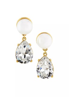 Kenneth Jay Lane Goldtone, Imitation Pearl & Glass Crystal Drop Earrings