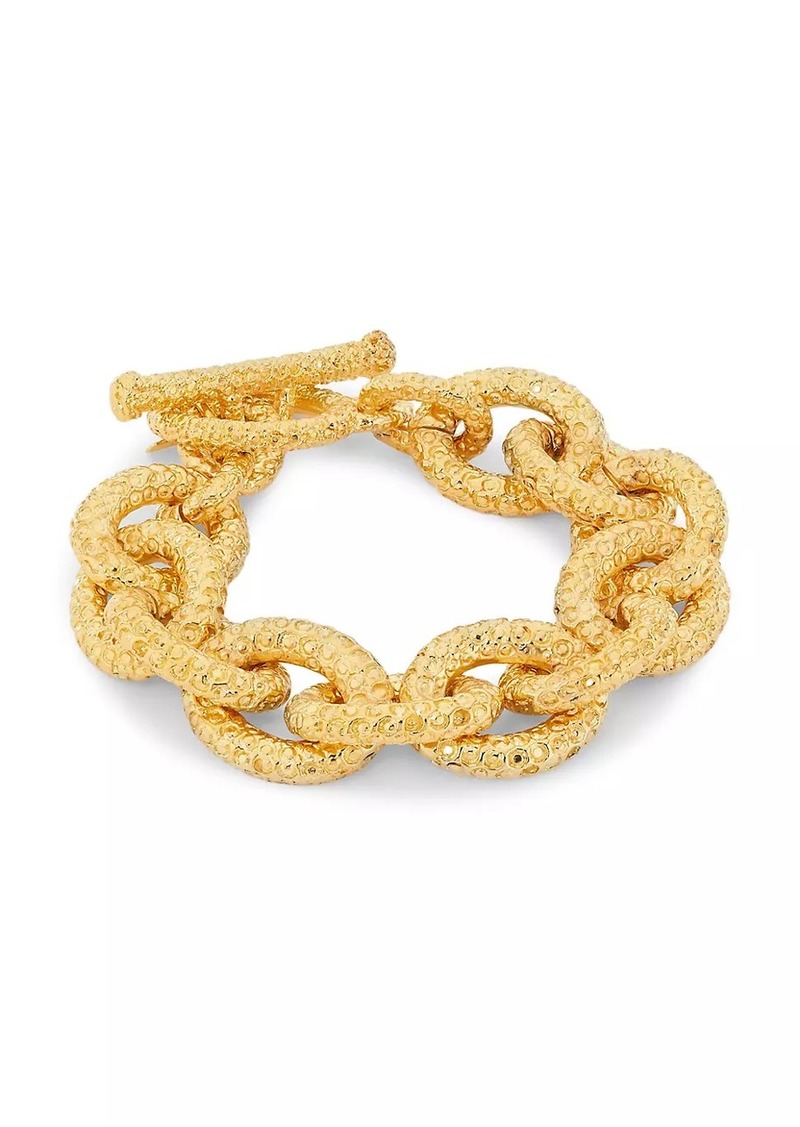 Kenneth Jay Lane Goldtone Textured Oval-Link Chain Bracelet