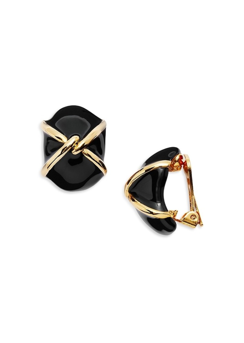 Kenneth Jay Lane Color Clip On Stud Earrings in 22K Gold Plated