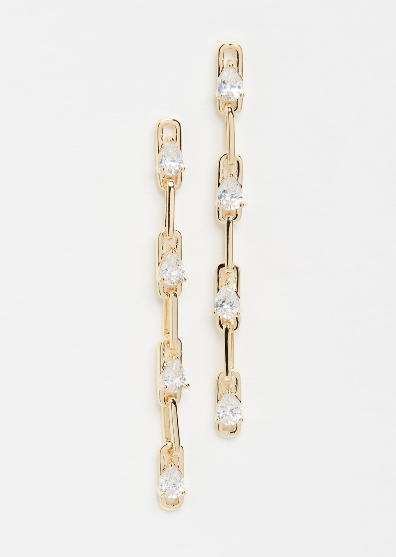 Kenneth Jay Lane Pear Cubic Zirconia and Chain Drop Earrings