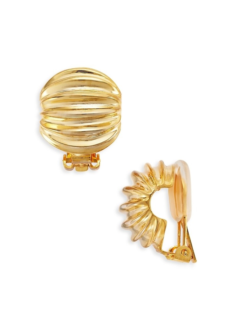 Kenneth Jay Lane Ribbed Button Clip On Earrings