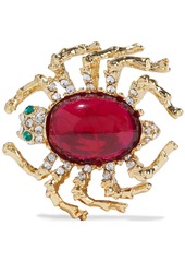Kenneth Jay Lane Woman 22-karat Gold-plated Stone And Crystal Brooch Gold