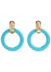 Kenneth Jay Lane Woman Gold-tone Acetate Clip Earrings Turquoise