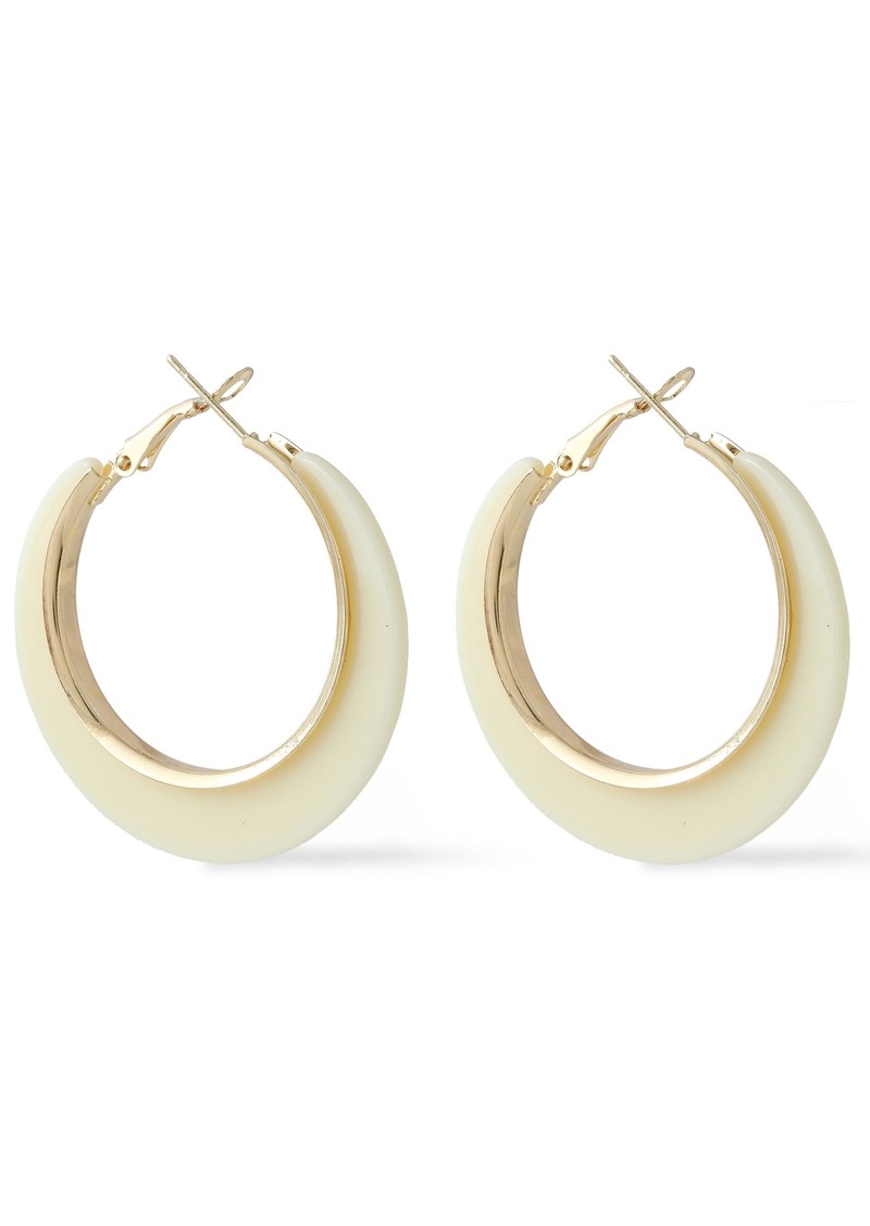 Kenneth Jay Lane Woman Gold-tone Acetate Hoop Earrings Ivory