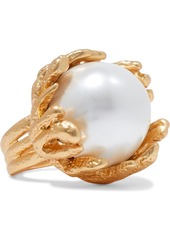 Kenneth Jay Lane Woman Gold-tone Faux Pearl Ring White