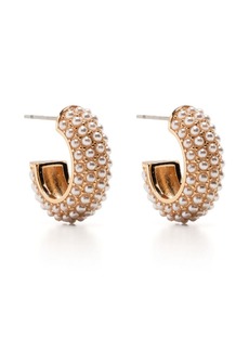 Kenneth Jay Lane pearl polished hoop earrings