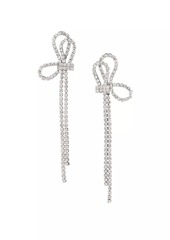 Kenneth Jay Lane Rhodium-Plated & Glass Crystal Bow Drop Earrings