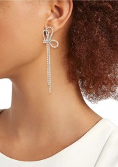 Kenneth Jay Lane Rhodium-Plated & Glass Crystal Bow Drop Earrings