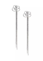 Kenneth Jay Lane Rhodium-Plated & Glass Crystal Clip-On Drop Earrings
