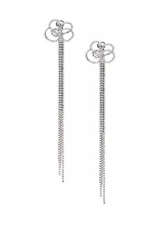 Kenneth Jay Lane Rhodium-Plated & Glass Crystal Clip-On Drop Earrings
