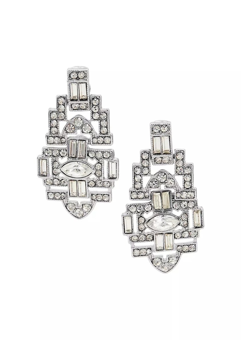 Kenneth Jay Lane Rhodium-Plated & Glass Crystal Clip-on Earrings