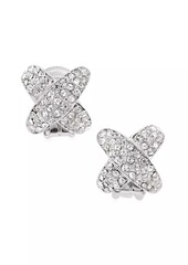 Kenneth Jay Lane Rhodium-Plated & Glass Crystal X Clip-On Earrings