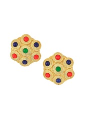 Kenneth Jay Lane Satin 22K Goldplated & Multicolor Cabochon Cluster Clip-On Earrings