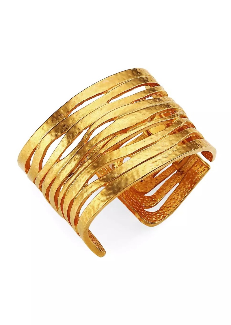 Kenneth Jay Lane Satin 22K Goldplated Wavy Cutout Wide Cuff