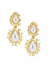 Kenneth Jay Lane Sea Branch Goldtone & Imitation Pearl Drop Clip-On Earrings