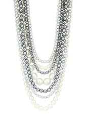 Kenneth Jay Lane Silvertone & Two-Tone Glass Pearl 7-Strand Necklace