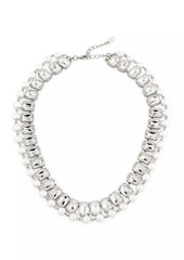 Kenneth Jay Lane Silvertone, Imitation Pearl & Crystal Two-Row Necklace