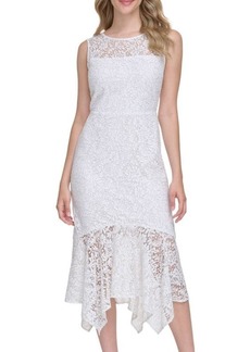 Kensie Asymmetric Lace Sheath Dress