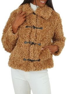 Kensie Faux Fur Spread Collar Duffel Coat