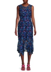 Kensie Floral Asymmetrical Midi Dress