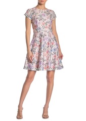 Kensie Floral Scalloped Lace Fit & Flare Dress