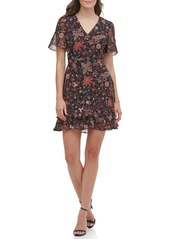 Kensie Floral V-Neck Short Sleeve Dress