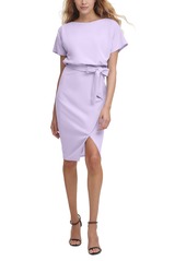 kensie Blouson Wrap Dress - Poppy