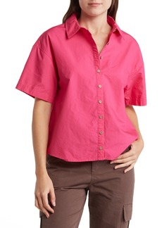 Kensie Collared Boxy Button-Up Top in Pink Yarrow at Nordstrom Rack