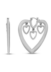 Kensie Dangle Heart Hoop Wire Earring - Silver-Tone