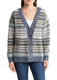 Kensie Diamond Knit Button-Down Cardigan in Neutral Tones at Nordstrom Rack