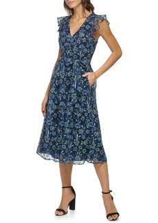 Kensie Floral Embroidered Maxi Dress in Navy/Green Mutli at Nordstrom Rack