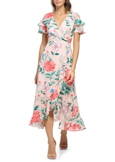 Kensie Floral High-Low Maxi Dress in Blush Multi at Nordstrom Rack