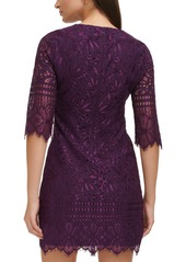 kensie Lace Sheath Dress - Eggplant