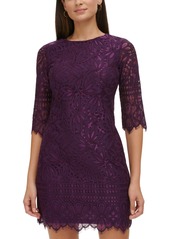 kensie Lace Sheath Dress - Eggplant